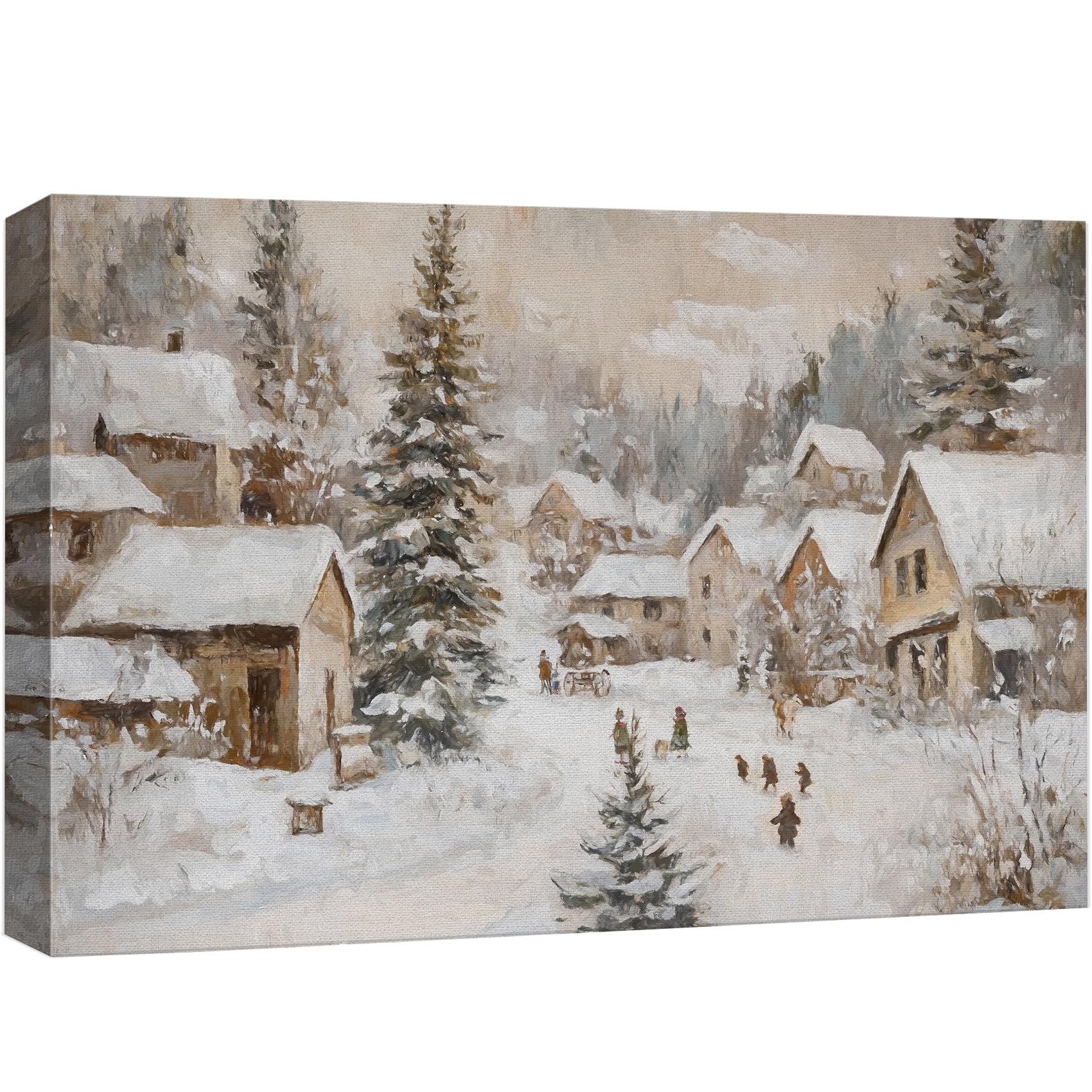 wall26 Canvas Print Wall Art Rustic Winter Village Scene