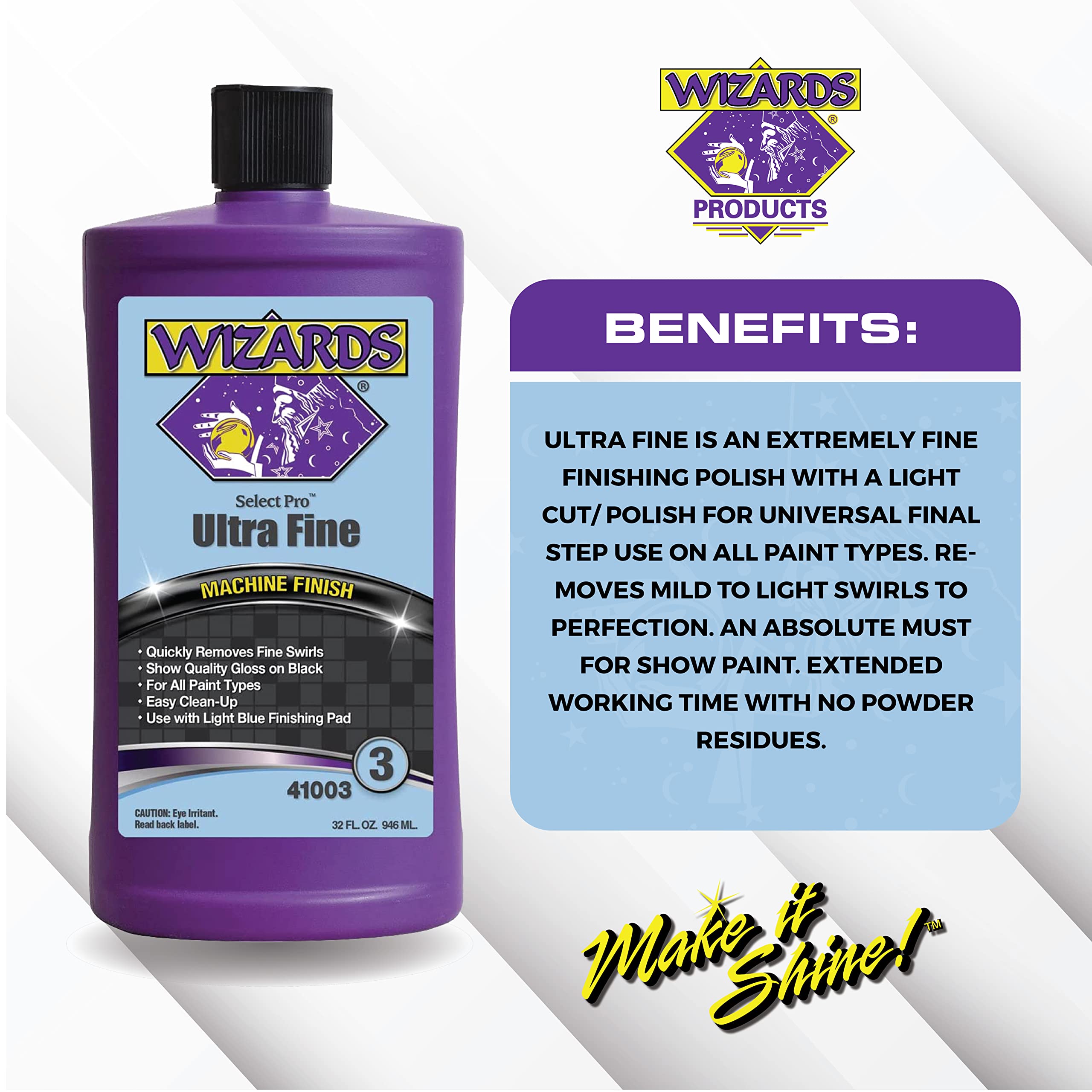 Wizards Select Pro Extra Fine Compound Step 3 Perfect Match – Feiner Swirl Remover für Auto-Detailing-Zubehör – Glänzende Autopolitur – ideal für schwarzen Autolack