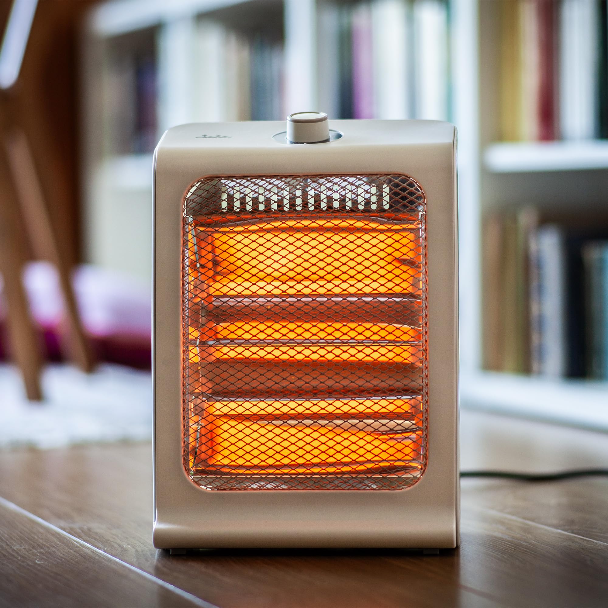 Jata JCES2460 - Riscaldatore a basso consumo Stufa elettrica 800 W con 2 barre al quarzo, 2 potenze di calore (400-800 W) silenzioso, risparmio energetico, antiribaltamento, maniglia per il trasporto