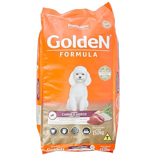 Ração Golden Fórmula Mini Bits para Cães Adultos Pequeno Porte Sabor Carne e Arroz, 15kg Premier Pet Para Todas Pequeno Adulto,