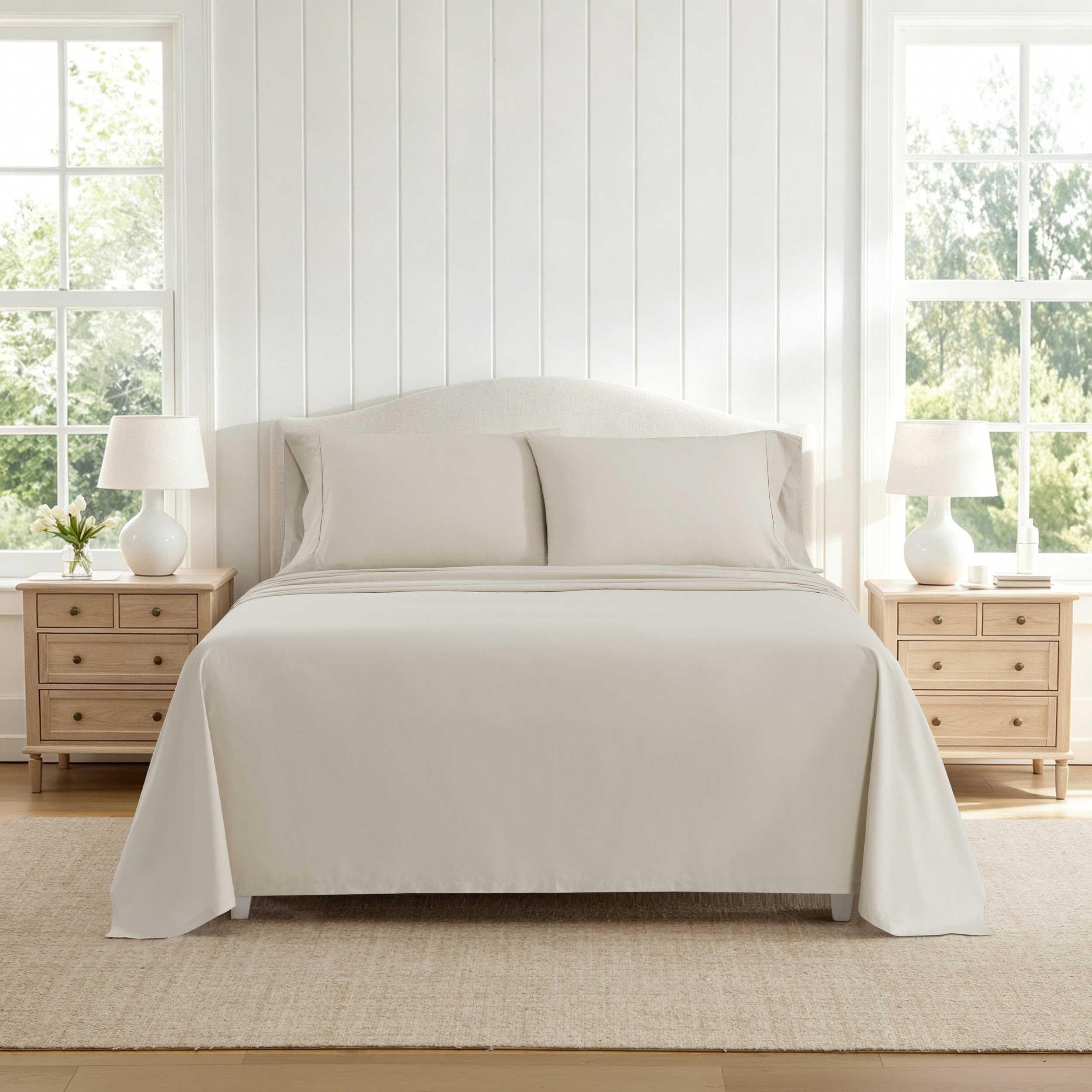 Martha Stewart - Cotton Percale Full Sheet Set with Pillowcases