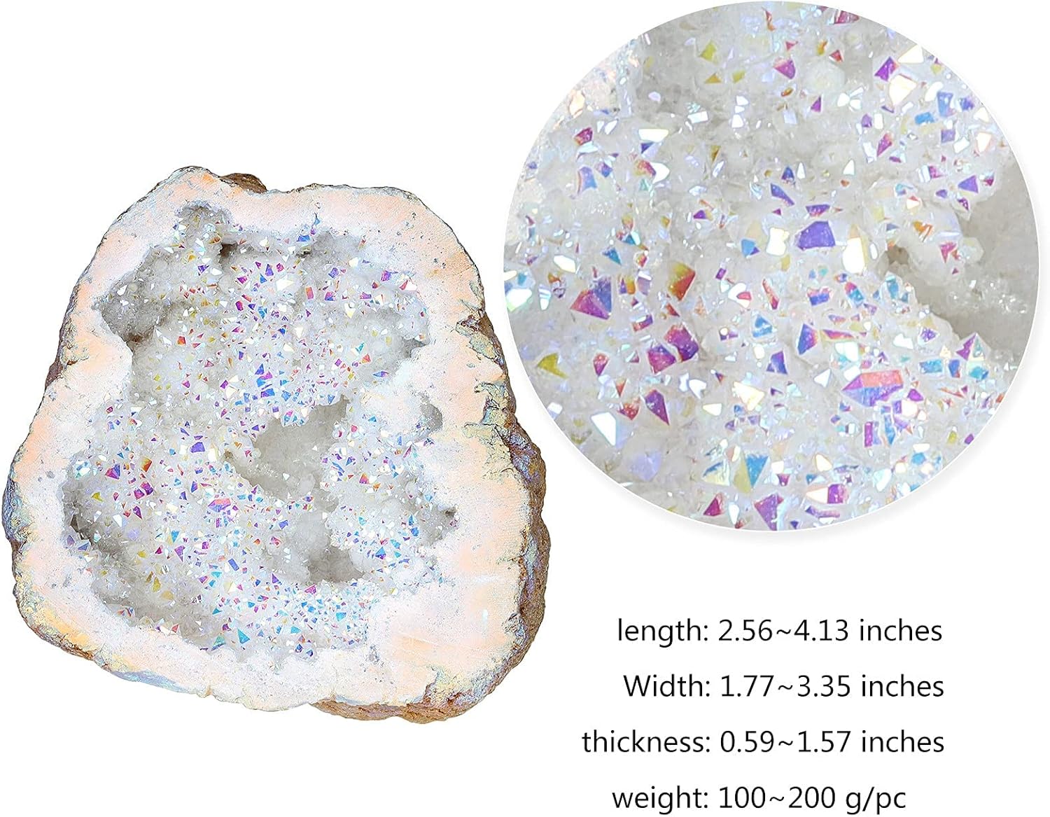 Rockcloud Titanium Coated AB Irregular Crystal, Raw Rough Stone Cluster Geode Druzy for Home Office Decor, Pack of 2