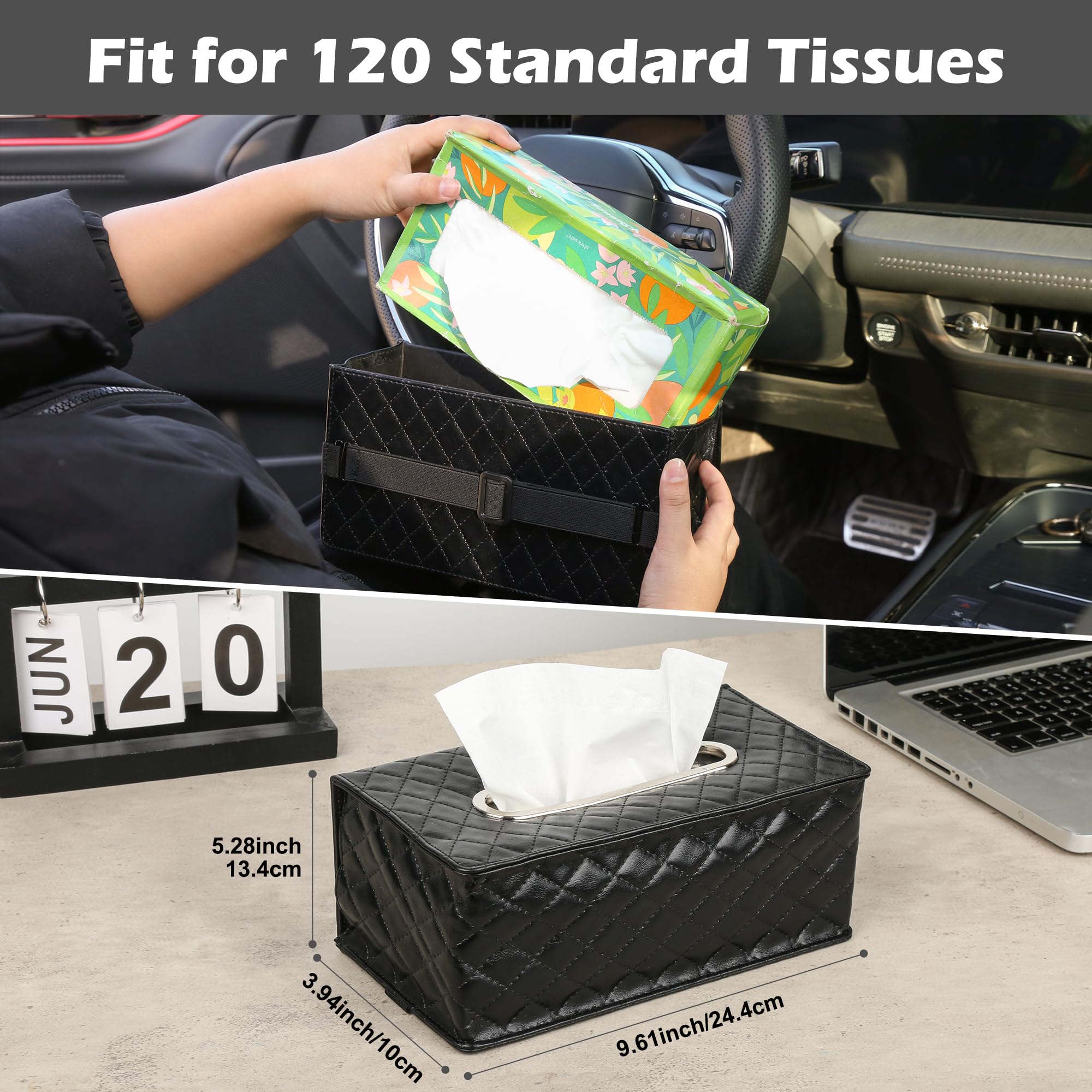 Porta fazzoletti da appendere al poggiatesta dell'auto, con copertura magnetica, in pelle PU, organizer per tovaglioli sul sedile posteriore, grande scatola per fazzoletti in auto, adatta per 120