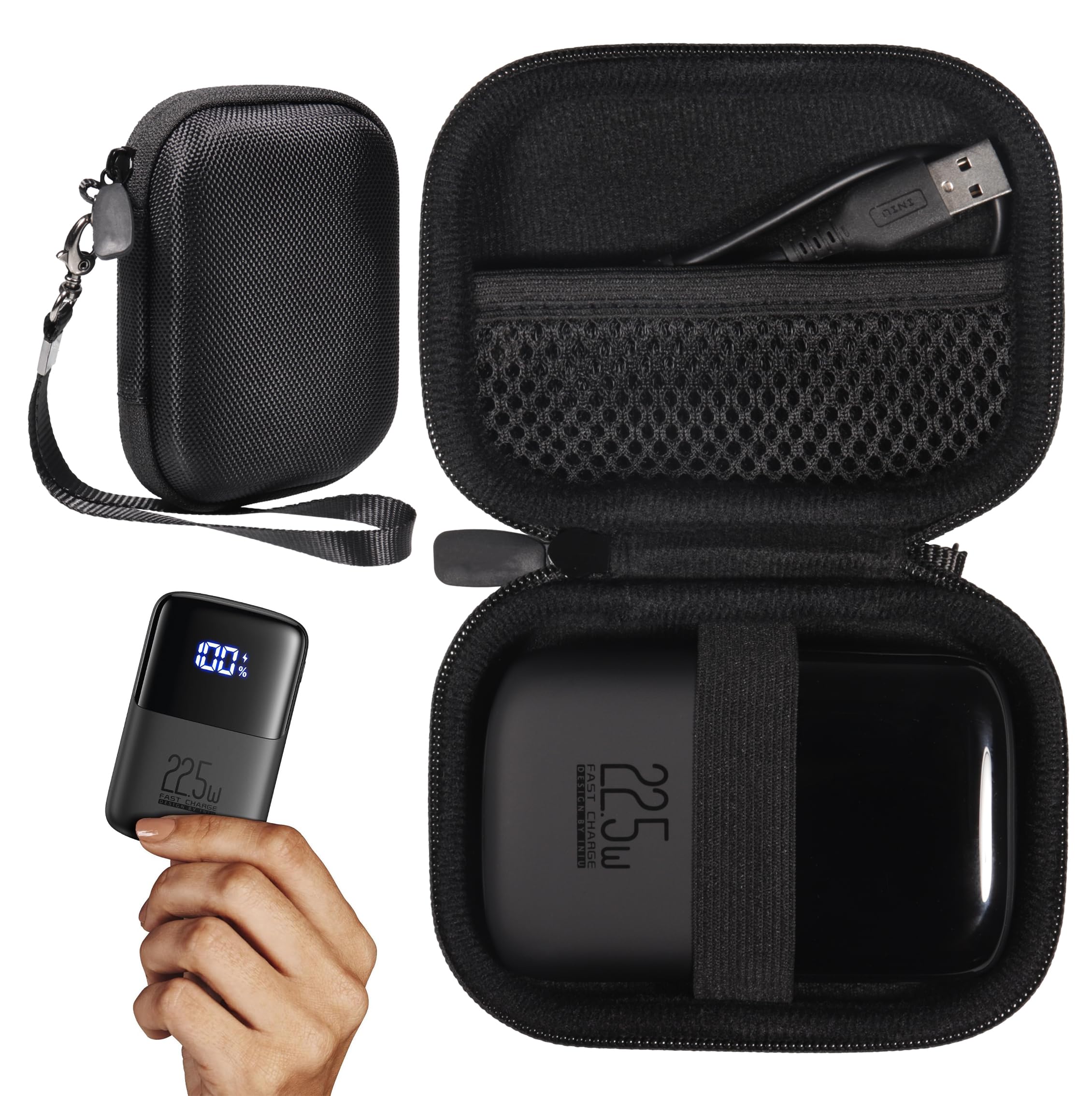 GETGEARcase for INIU Portable Charger, Small 10000mAh Power Bank USB C in/Output 22.5W Fast Charging (Black)