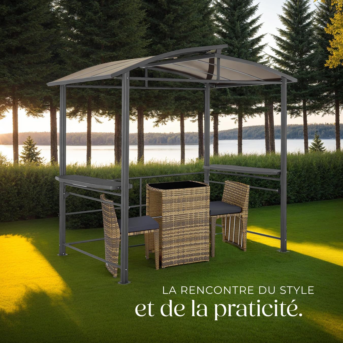 tectake® Abri pour Barbecue Tonnelle de Jardin 240x150x234cm en Aluminium Solide, Résistant aux intermpéries, Montage Facile, Tonnelle terrasse Exterieur Barnum Barbecue Electrique Barbecue à Charbon