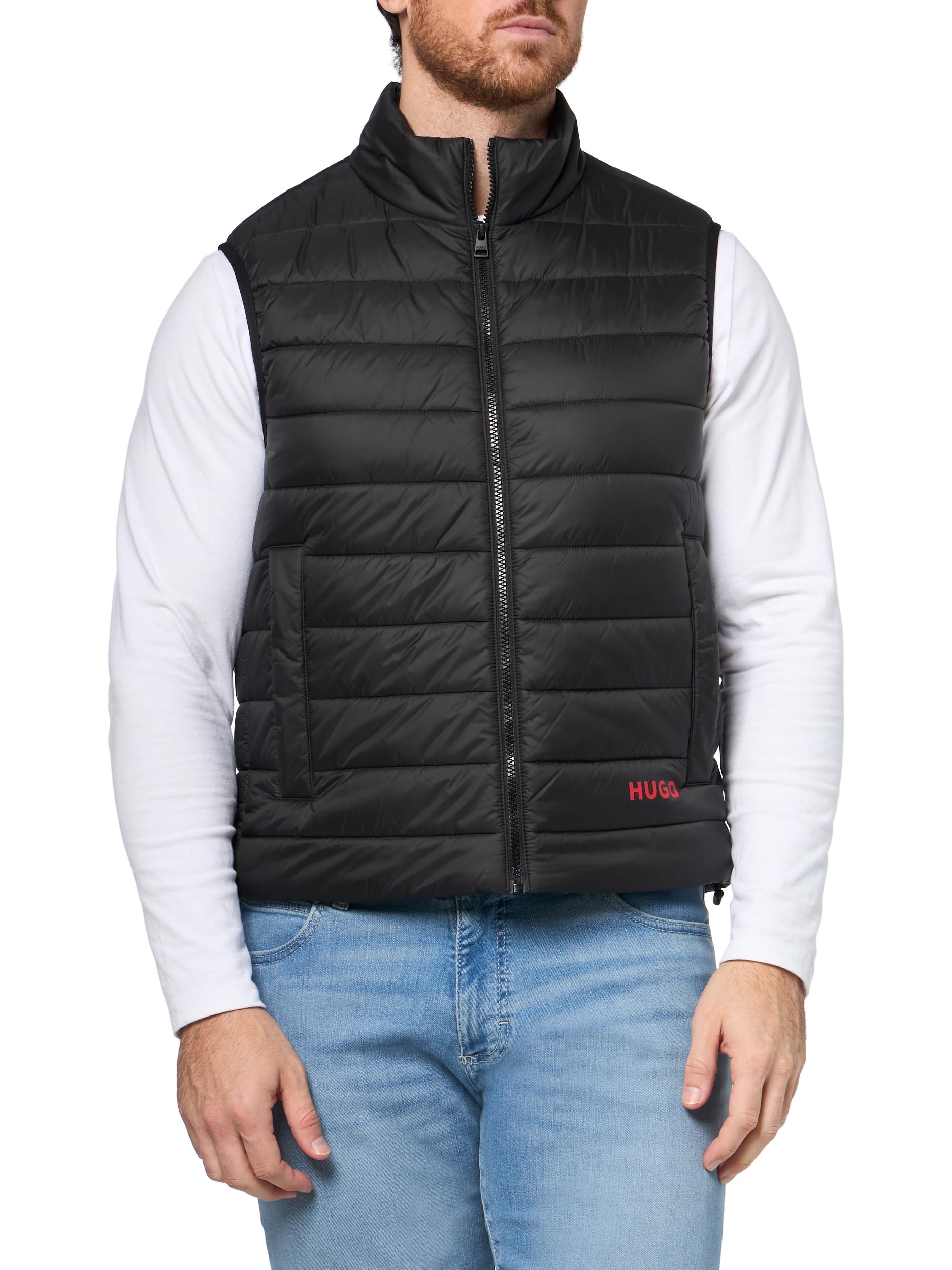 hugo Men's Contrast Logo Lightweight Nylon Padded Vest-picture-31