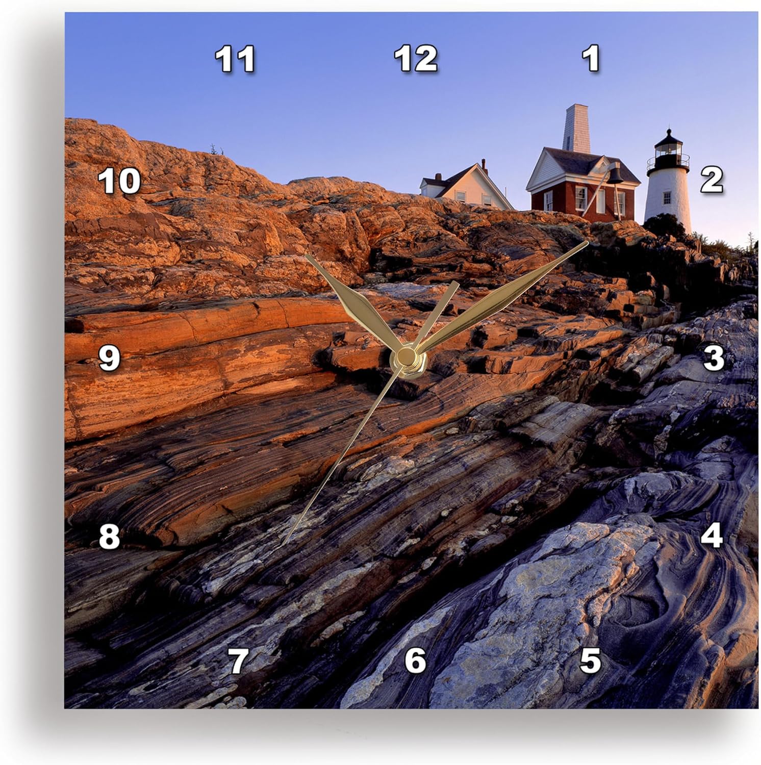 3dRose dpp_90758_1 Maine, Portland Head Lighthouse Ric Ergenbright Wall Clock, 10 by 10-Inch