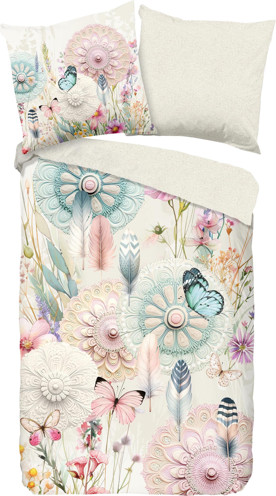Hip Maysa Reversible Bed Linen Satin Colourful Size 1x 135 x 200 cm + 1x 80 x 80 cm