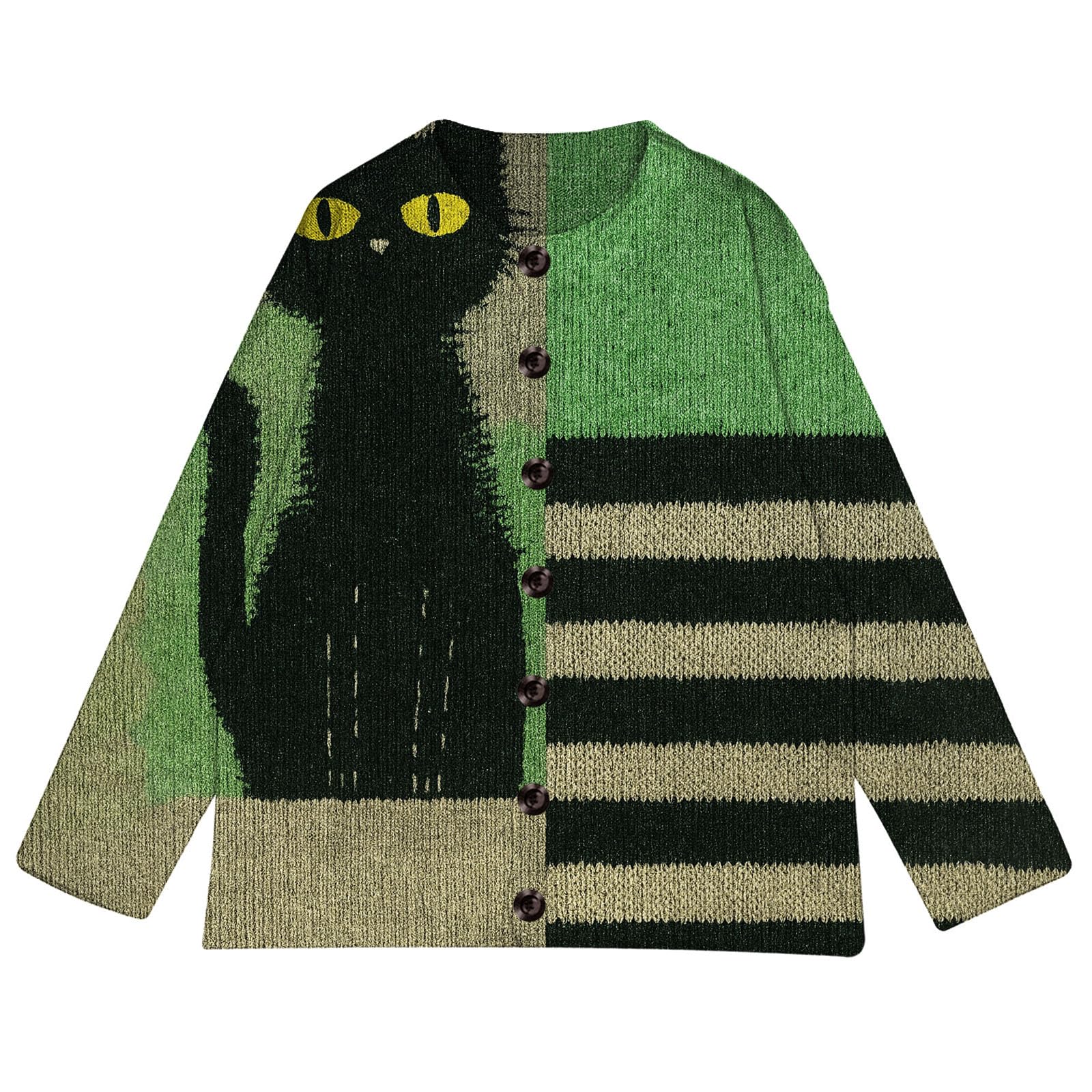 Generisch Cárdigan de mujer Halloween Horror Cárdigan Otoño Chaqueta de Punto con Botones Cárdigan Otoño Suave Estampado Cárdigan de Punto Manga Larga Strecth Cardigan de Punto de un solo pecho para