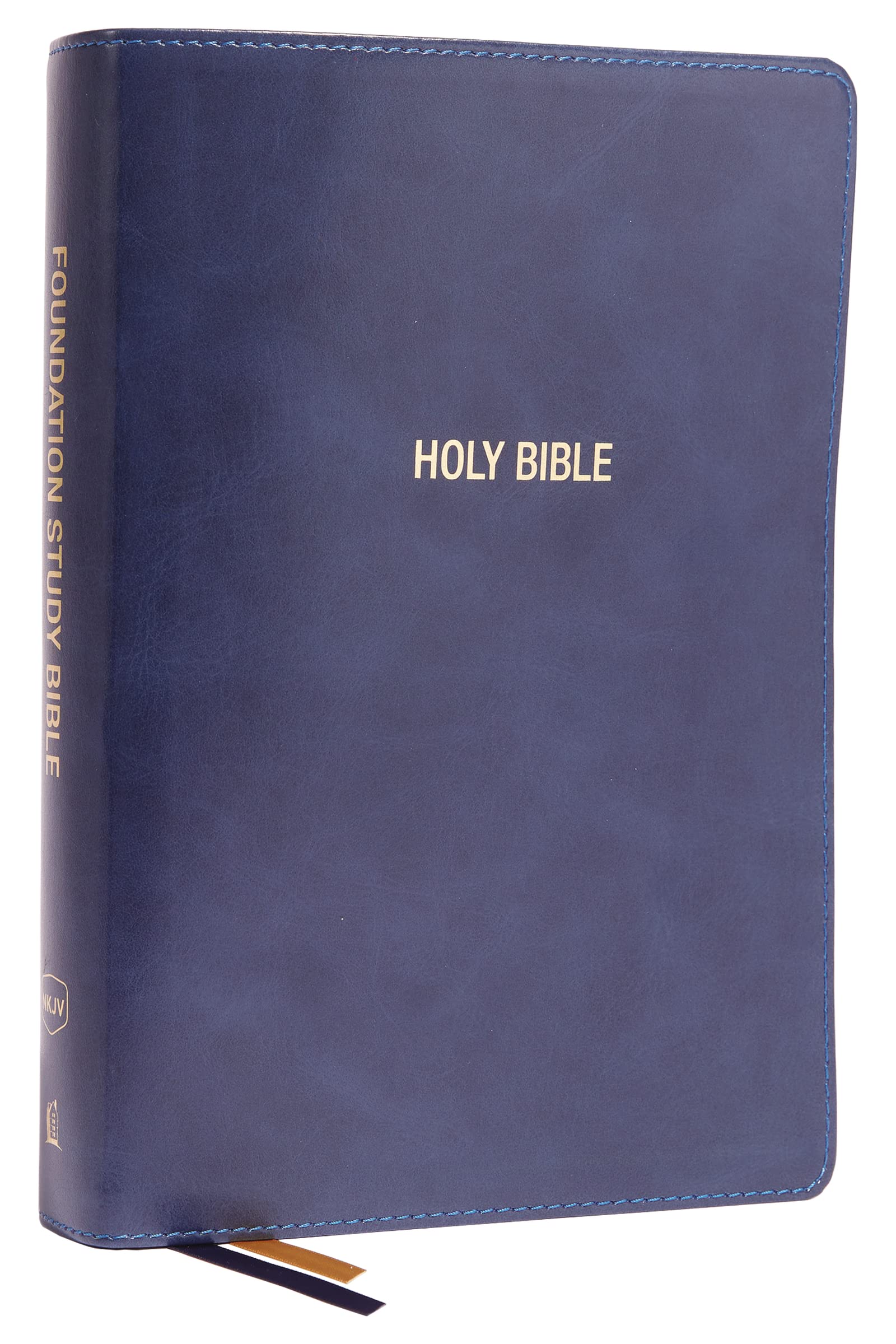 NKJV, Foundation Study Bible, Large Print, Leathersoft, Blue, Red Letter, Thumb Indexed, Comfort Print, Hardback,