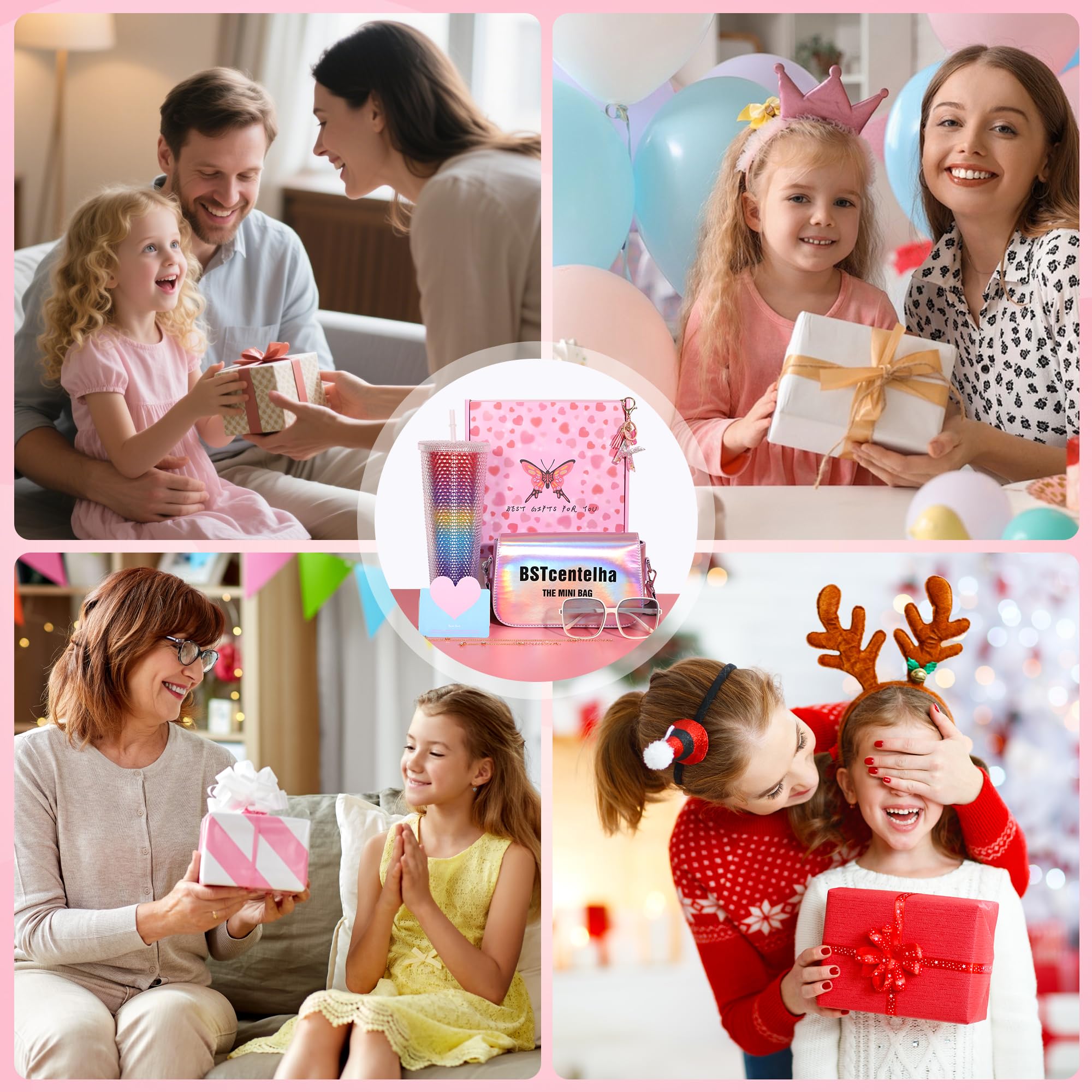 Cadeaux d'anniversaire personnalisés pour Les Filles âgées de 8, 9,10,11,12,13,14,15Ans | Bouteille d'eau d'arc-en-Ciel,Lunettes de Soleil,Porte-clés,Sac à bandoulière, Cadeaux pour filles