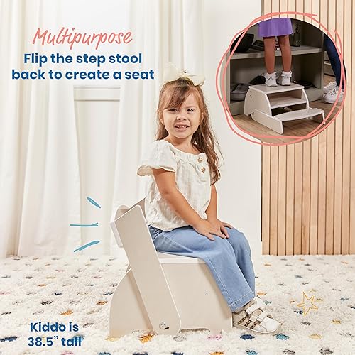 Miniatura 4 de ECR4Kids Taburete y silla Flip-Flop, muebles para niños, lavado blanco