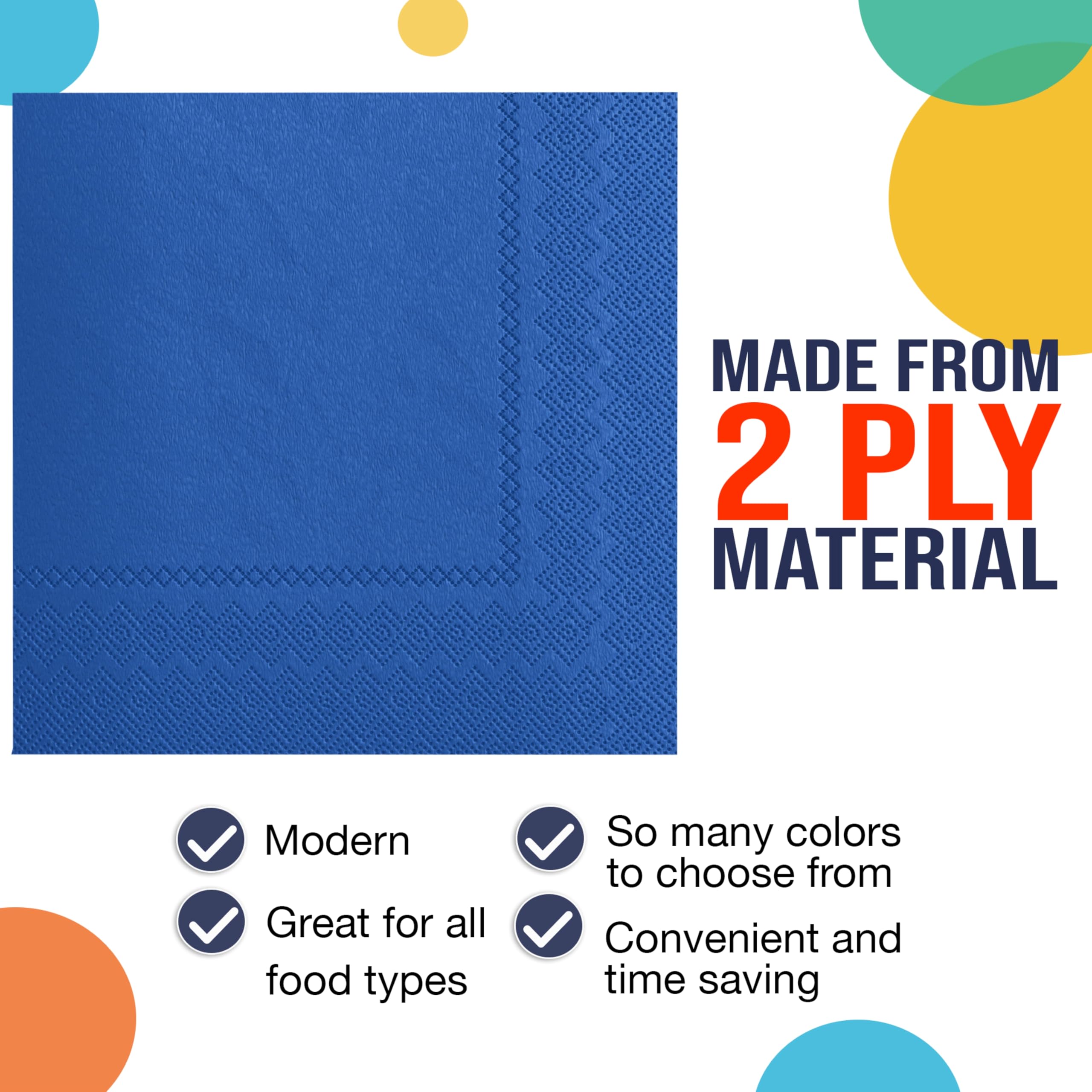 Party Solids Servilletas desechables de color azul oscuro, 200 unidades, 2 capas, color azul oscuro, servilletas de papel para uso diario para fiestas y suministros de fiesta