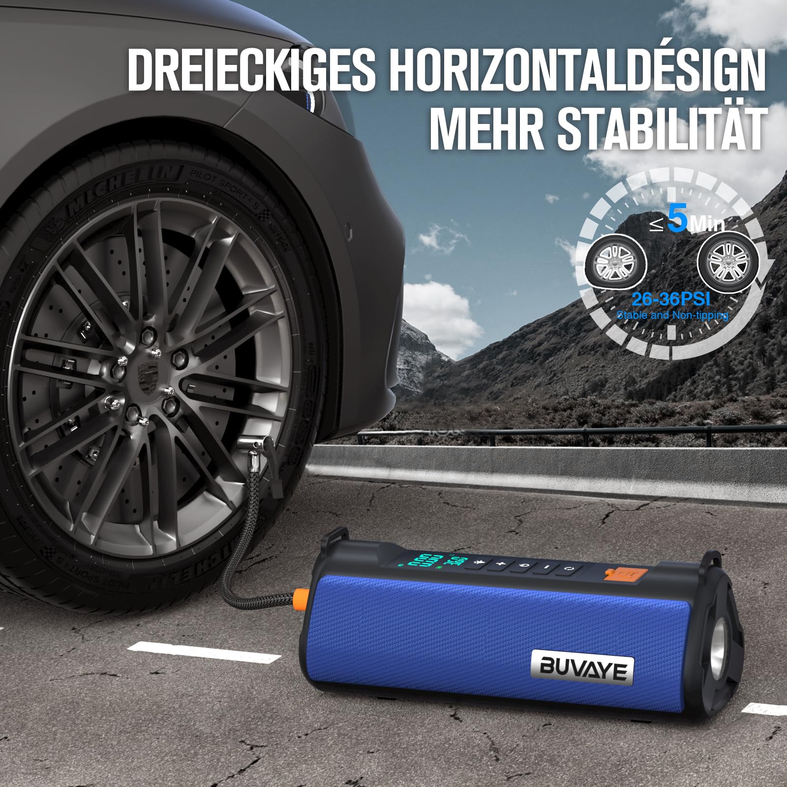 Booster Batterie Voiture 4500A + Compresseur 150PSI – Démarreur Puissant BiuBox Avec Gonfleur, Lampe LED Et 10 Fonctions