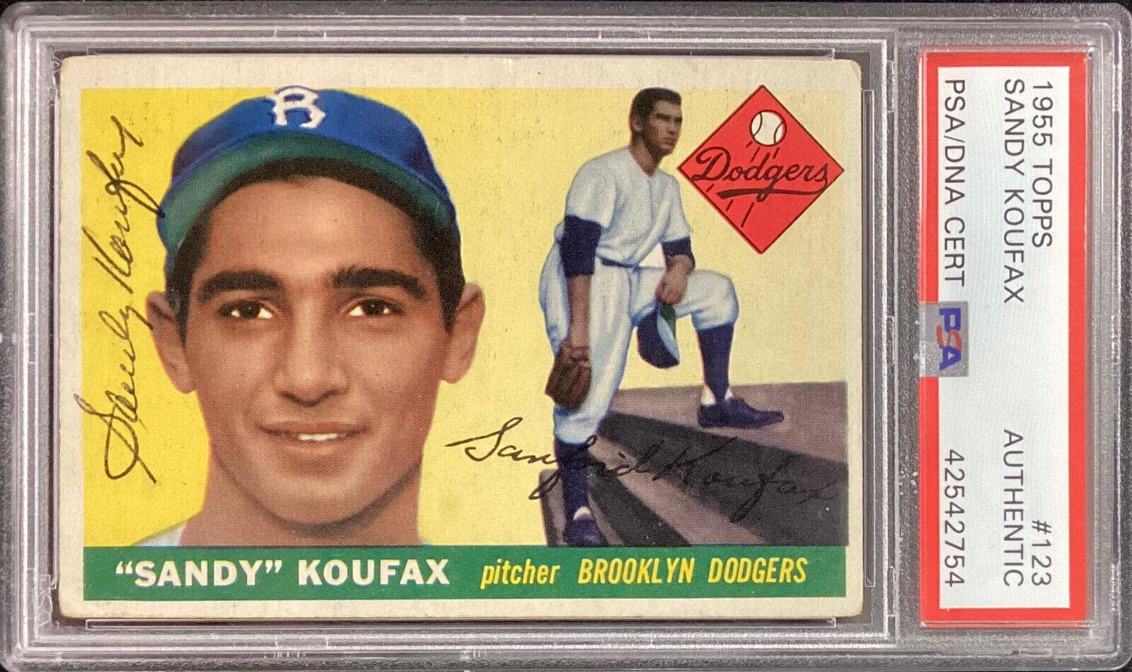 Amazon.com: Sandy Koufax Signed 1955 Topps #123 Rookie Card 