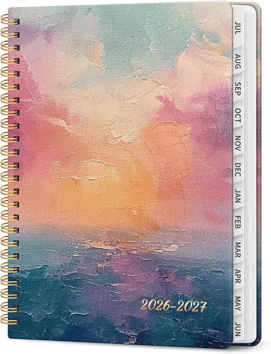 Planner 2026-2027, Jul 2026-Jun 2027 Monthly & Weekly Planner Calendar | 6.3" x 8.5", Hardcover Academic Spiral Pretty School Planning Book for Women, Teacher, Student, Sunset