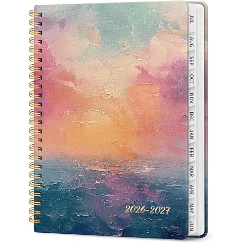 Planner 2026-2027, Jul 2026-Jun 2027 Monthly & Weekly Planner Calendar | A5 (6.3" x 8.5"), Hardcover Academic Spiral Pretty School Planning Book for Women, Teacher, Student, Sunset