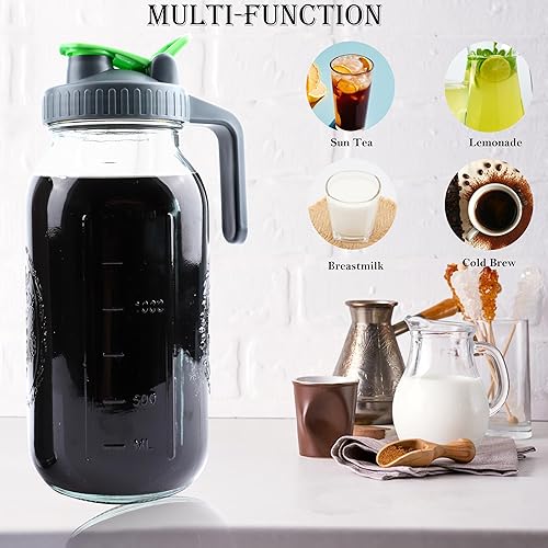 Miniatura 7 de Cafetera de cerveza fría, tarro Mason de boca ancha de 32 onzas, jarra de té para café helado, jarra con filtro de café, jarra hermética y a prueba