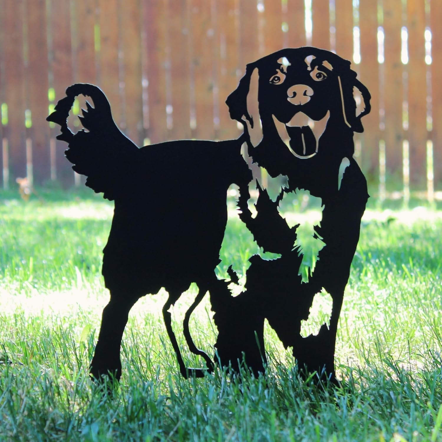 Black Powder Coated Metal Standing Golden Retriever Dog Silhouette Yard Stake (Large)