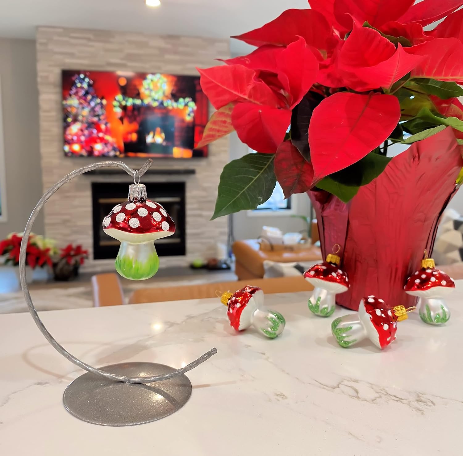 Christmas Glass Ornament Lucky Mushroom for Gift, Little Ornaments Mini Redcap Toadstool for Christmas Tree Decor - by Polish Gallery - Image 6