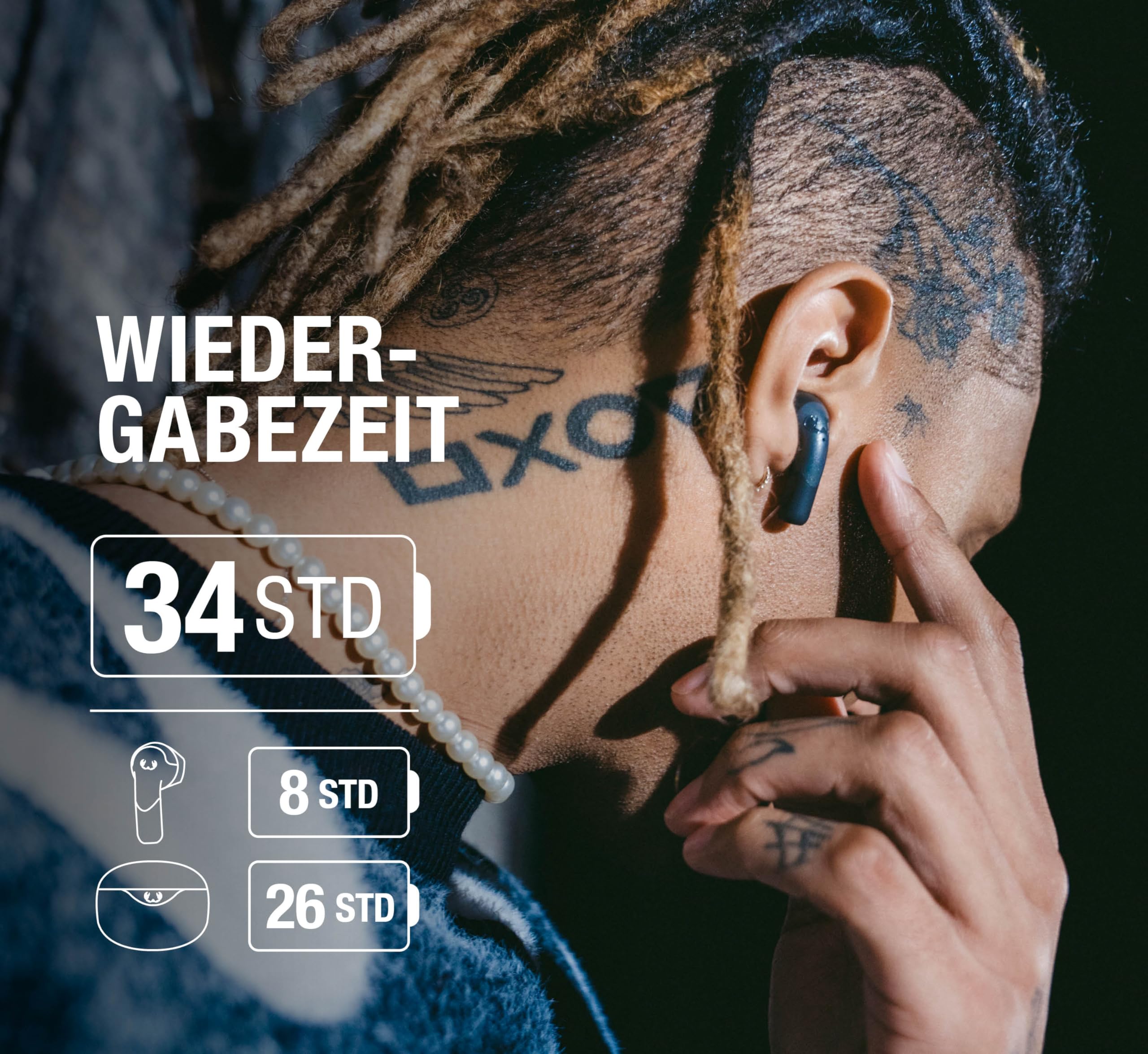 Fresh 'n Rebel Twins Ace Bluetooth kopfhörer In Ear mit Hybrid Active Noise Cancelling, In-Ear Kopfhörer kabellos, Mit ENC microfon, Bluetooth 5.3, IPX4 spritzwasserfest, 34 std. Spielzeit (Lila)
