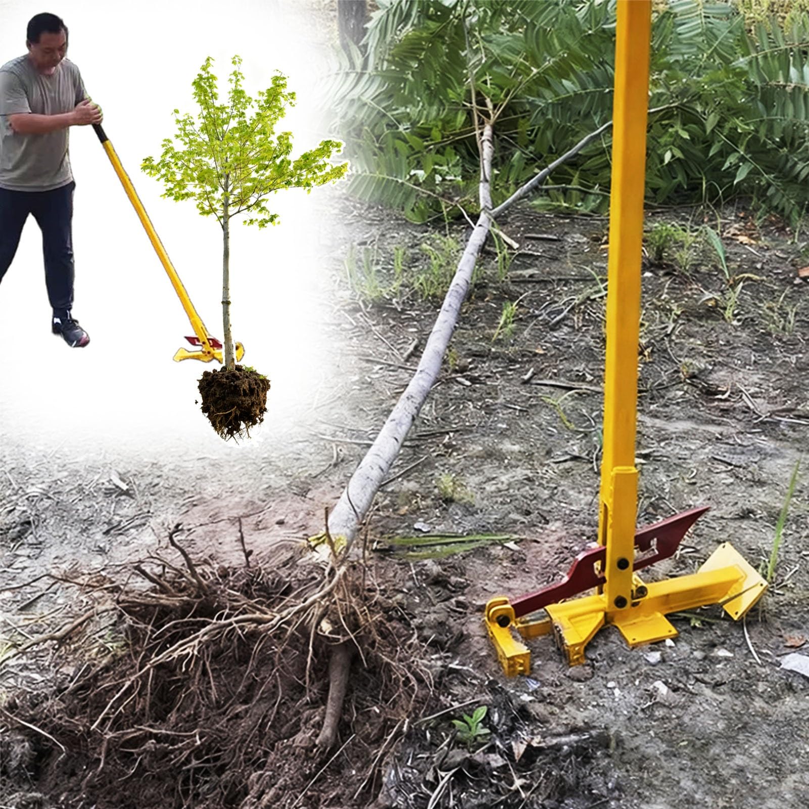 Extracteur Arrache-Souche de Grande Taille à Haut Levier - Déracine Complètement les Tiges Ligneuses de 3-9 cm, Outil de Retrait de Piquet Métallique pour Arbres/Arbustes/Vignes
