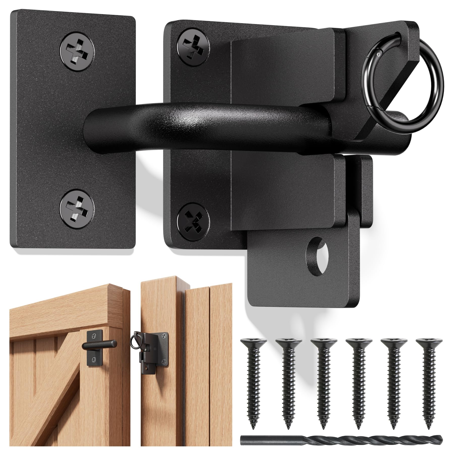 ZiViLi 304 Stainless Steel Wooden Fence Self-Locking Gate Latch Heavy-Duty Gravity-Style Fence Gate Latch Privacy Latch, For Wooden Doors, Metal Doors