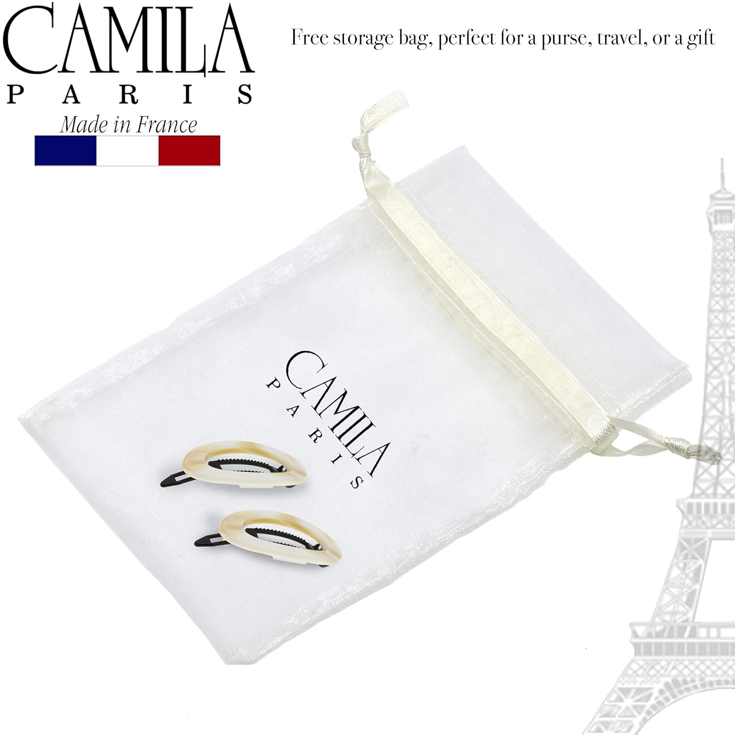 Camila Paris CP1994/2 French Hair Barrette Clip for Women, Handmade, Side Slide-in Metal-Free Closure Strong Hold Grip Hair Clips for Girls, No Slip Durable Styling Hair Accessories, Made in France - Image 6