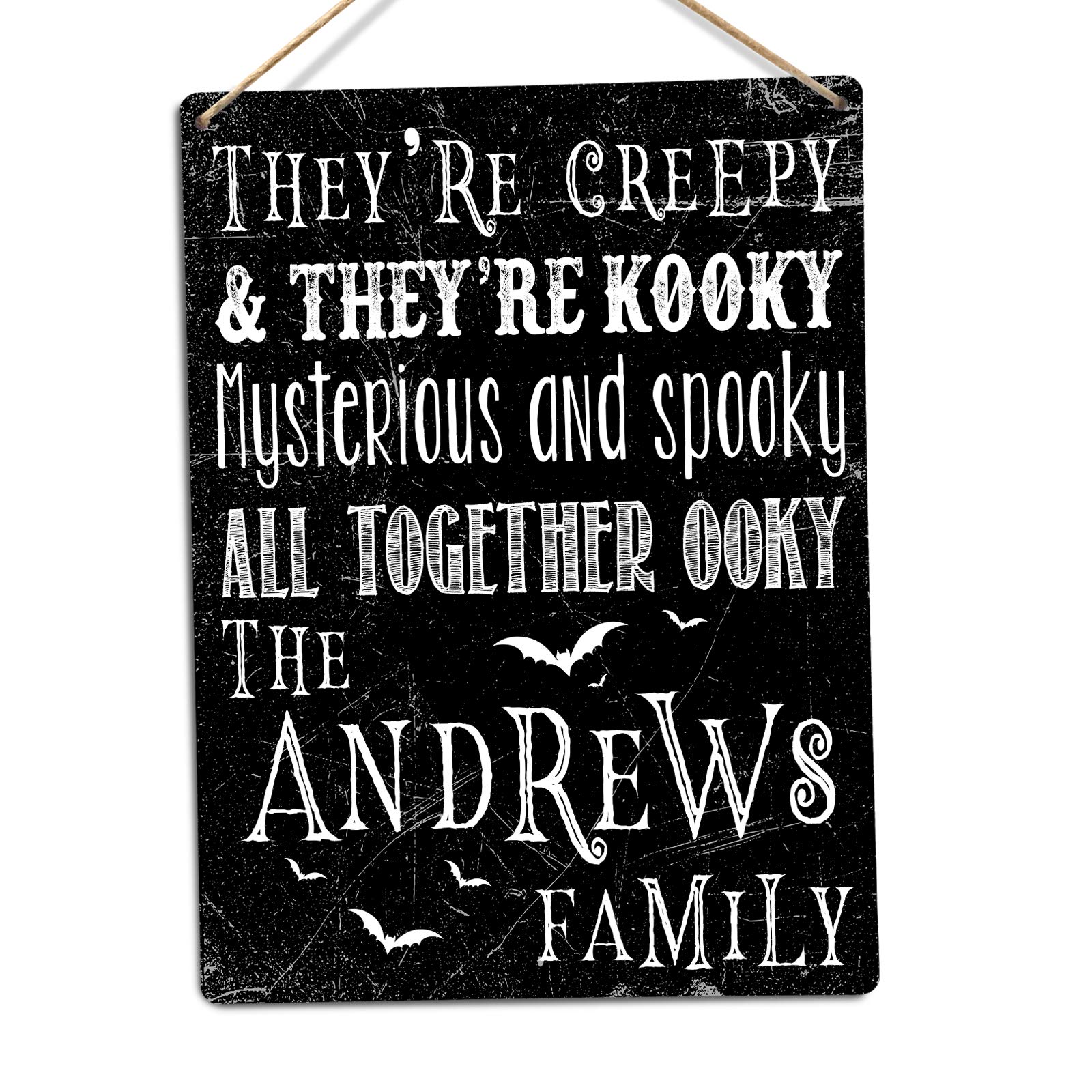 | TOASTED MERCH | Personalised Addams Family Sign | Twine – Metal Wall Sign Plaque