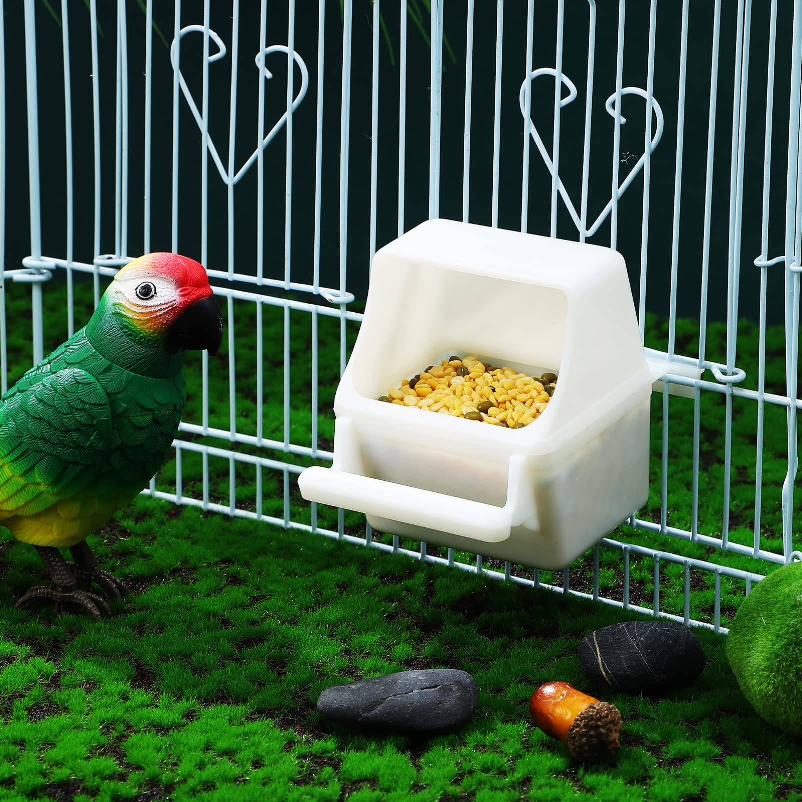 2 Pcs Food Box Birdcage Hanging Feeder Splashing- Parrot Feeder Bird Feeder Parrot Bird Hanging Feeder Birdcage Accessory Bird Cage Feeder Parrot Food Container