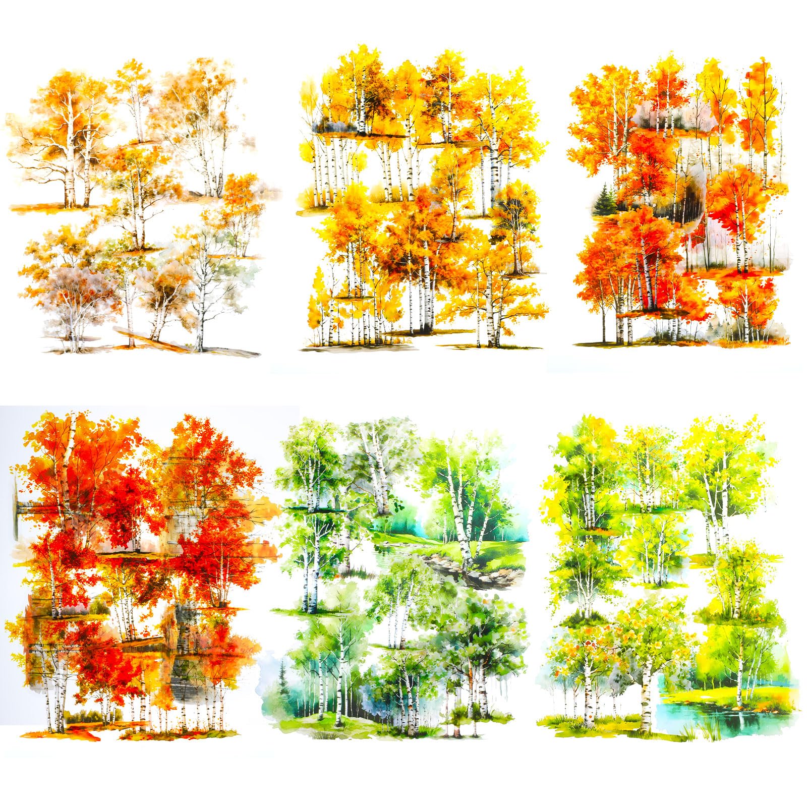 60 Pcs Forest Stickers Birch PET Tree Scrapbook Sticker, Natural Botanical Stickers for Scrapbooking, Journaling, Crafting, DIY Crafts, Waterproof Journaling Supplies & Junk Journal Ephemera