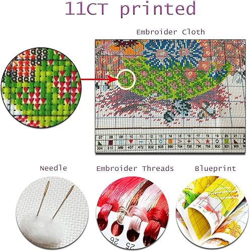 Miniatura 3 de Setoda Kits de punto de cruz estampados para principiantes, gama completa de patrones de bordado de punto de cruz para niños o adultos, 11 unidades,