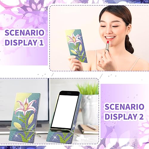 Miniatura 2 de NUFTVI Soporte de pintura de diamante para teléfonos y espejo de arte de diamante, kits de pintura de diamantes multifuncionales para adultos, kits
