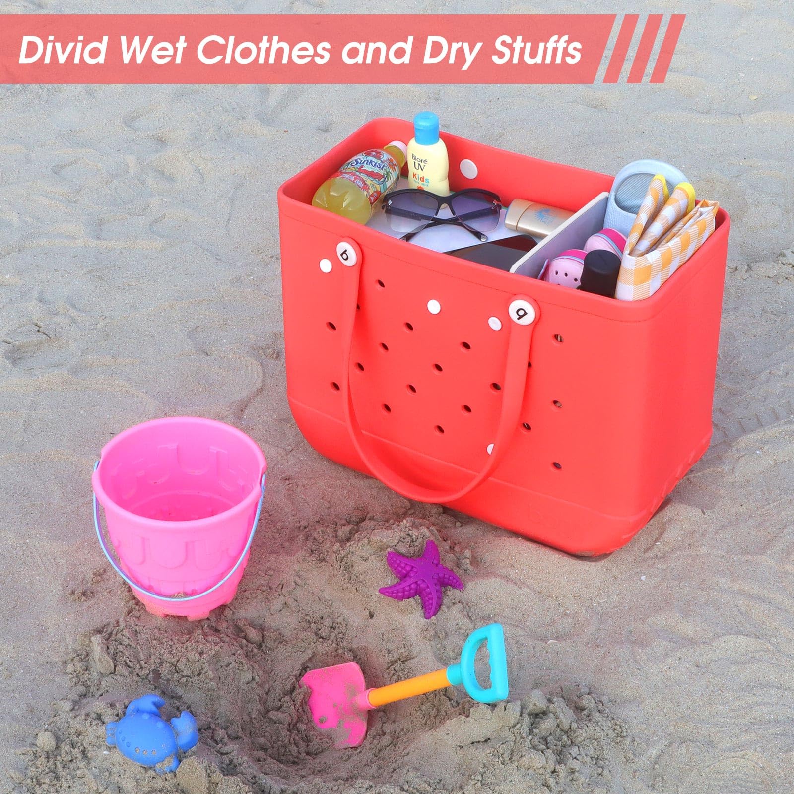 Trennwand Für Strandtasche – Größe XL – Mit 5 Beweglichen Clips – Zum Ordnen Von Sonnencreme, Snacks, Handy Etc. – Einfache Installation