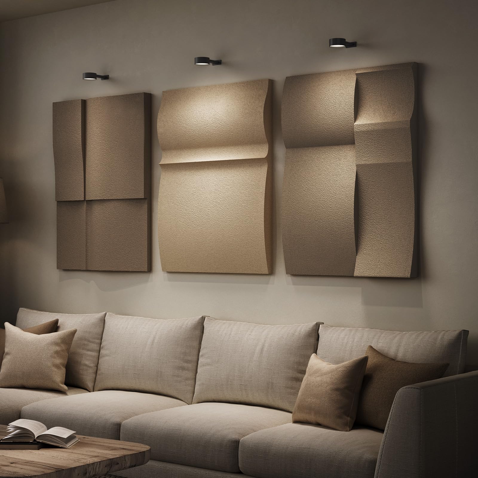 Photo 1 of Troartos Large Neutral Modern 3D Textured Wall Art for Living Room, 3 Piece