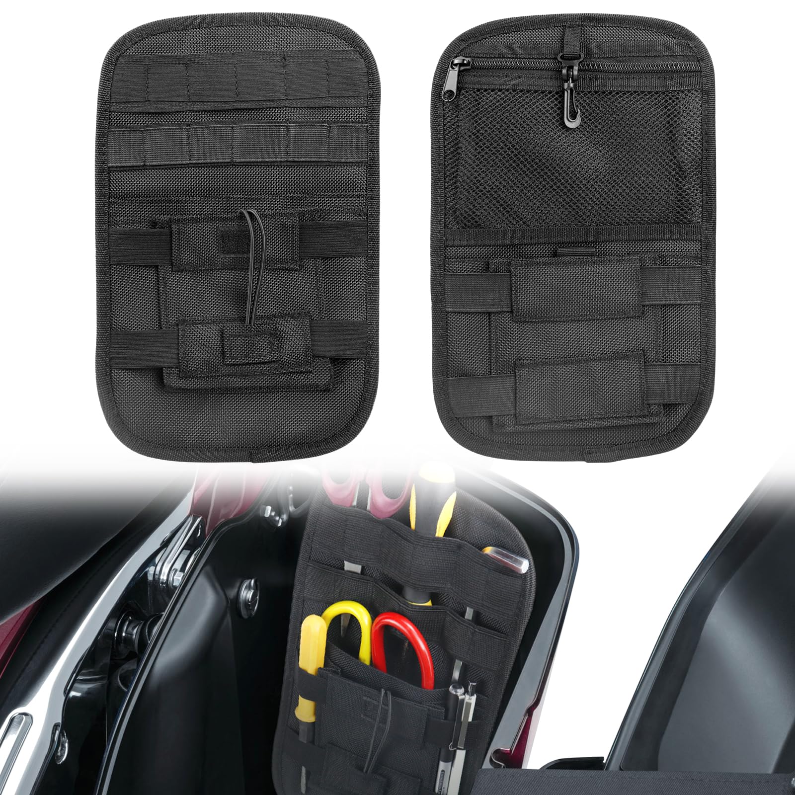 Quixofiber Motorcycle Saddlebag Organizers 2 Pack Compatible with Harley Street Glide Road Glide Road King Electra Glide Saddle Bag Organizers 2014-2023