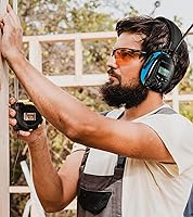 Vista 2 de E8830 auriculares con radio digital AM FM, protección auditiva con reducción de ruido de 25dB, orejeras de seguridad, protectores de oídos cómodos