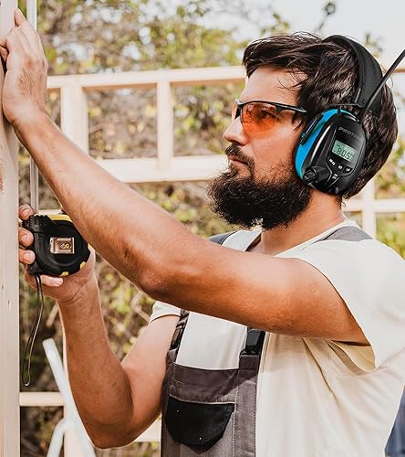 Miniatura 2 de PROTEAR E8830 auriculares con radio digital AM FM, protección auditiva con reducción de ruido de 25dB, orejeras de seguridad, protectores de oídos