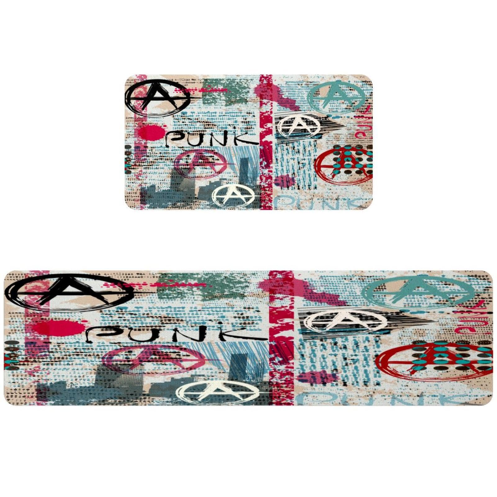 Tapis de cuisine vintage rose antidérapant lavable lot de 2