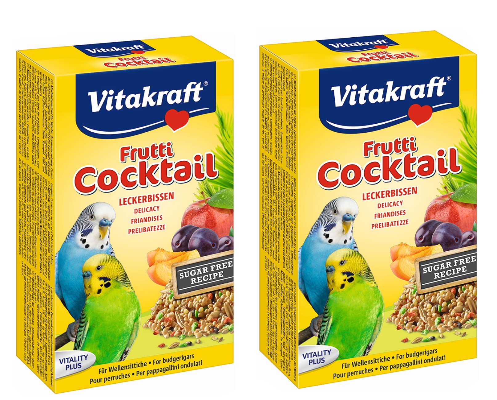 2 PACK VITAKRAFT BUDGIE FRUIT COCKTAIL FOOD SEED MIX EXTRA VITAMINS & MINERALS 200G