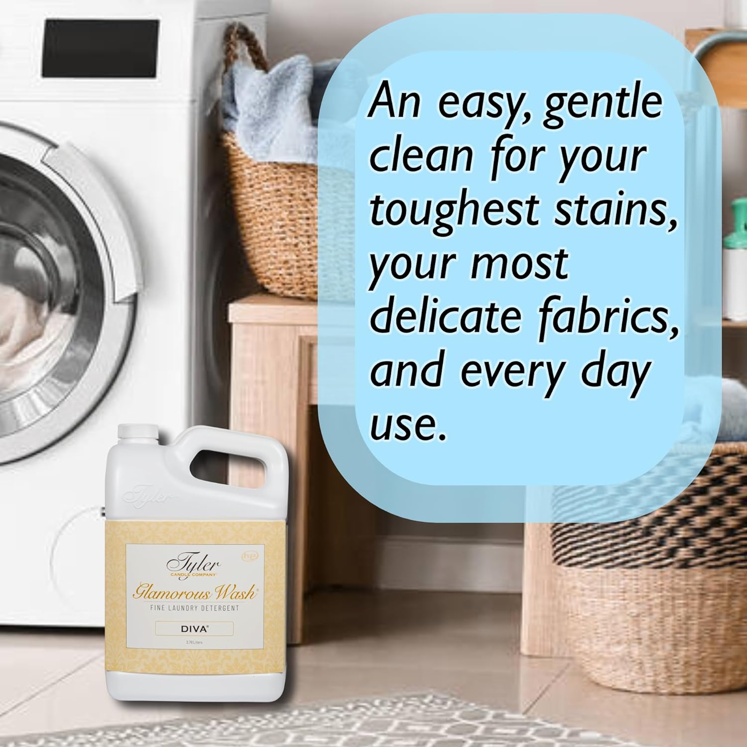 Tyler Candle Glamorous Wash Laundry Detergent, Diva Bundle with Tyler Candle Mixer Melts, Autoglam Freshener, and Degreaser Pen (1 Gallon)