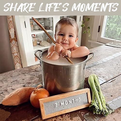 Miniatura 133 de Letrero de fieltro negro y letras blancas de 10 x 10 pulgadas Este letrero personalizable incluye 300 letras de plástico y marco de roble., Negro