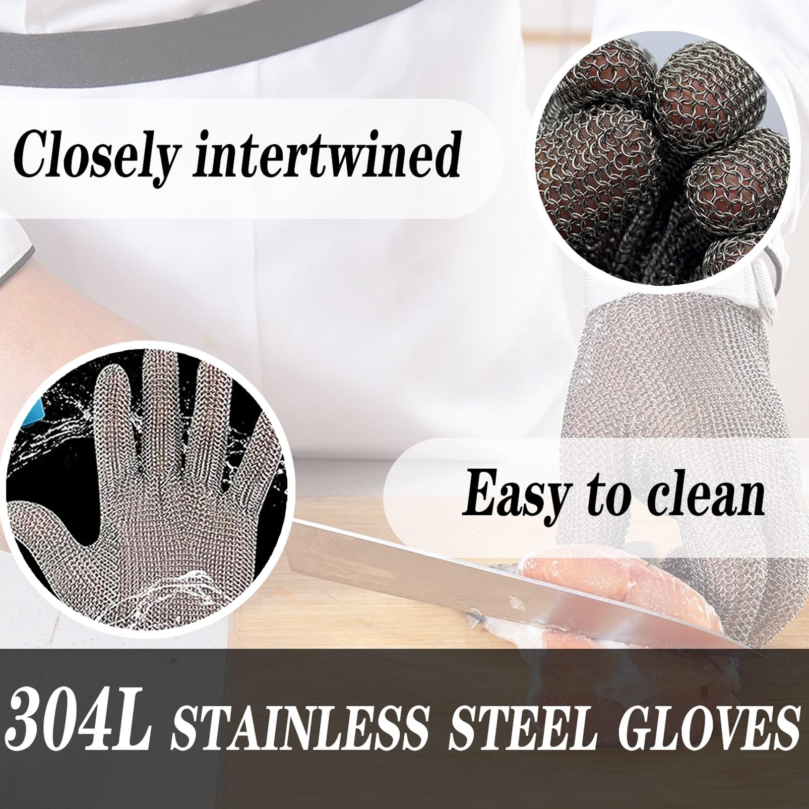 Gant Anti Coupure Gants De Mandoline Anti-couteau Coupés En Usine, Gants De Travail De Sécurité Antidérapants Avec Bracelet En Nylon Réglable(XXL)