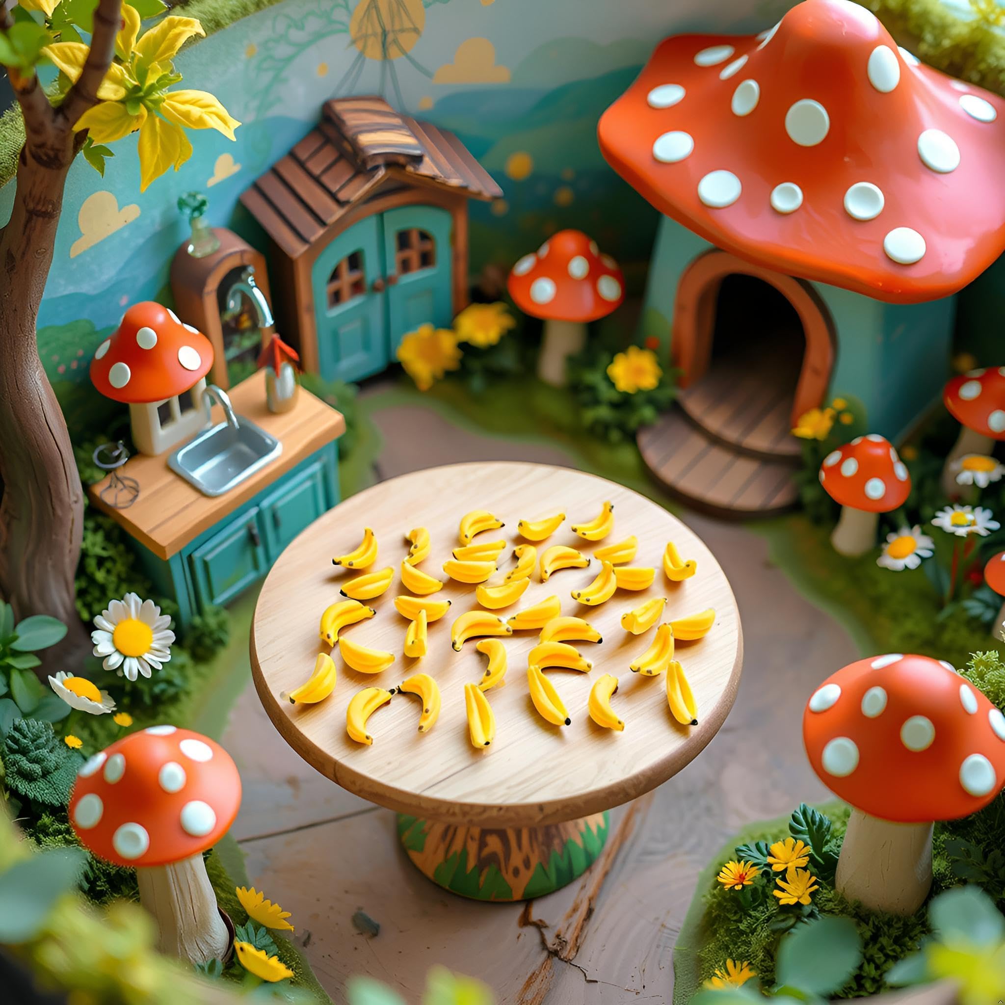 Lot de 35 bananes miniatures jaunes à l'échelle 1/12 - Mini fruits miniatures pour mini maison, cuisine, décoration de jardin féérique, accessoires de maison de poupée, décoration de maison de poupée Lot de 35 bananes miniatures jaunes à l'échelle 1/12 - Mini fruits miniatures pour mini maison, cuisine, décoration de jardin féérique, accessoires de maison de poupée, décoration de maison de poupée