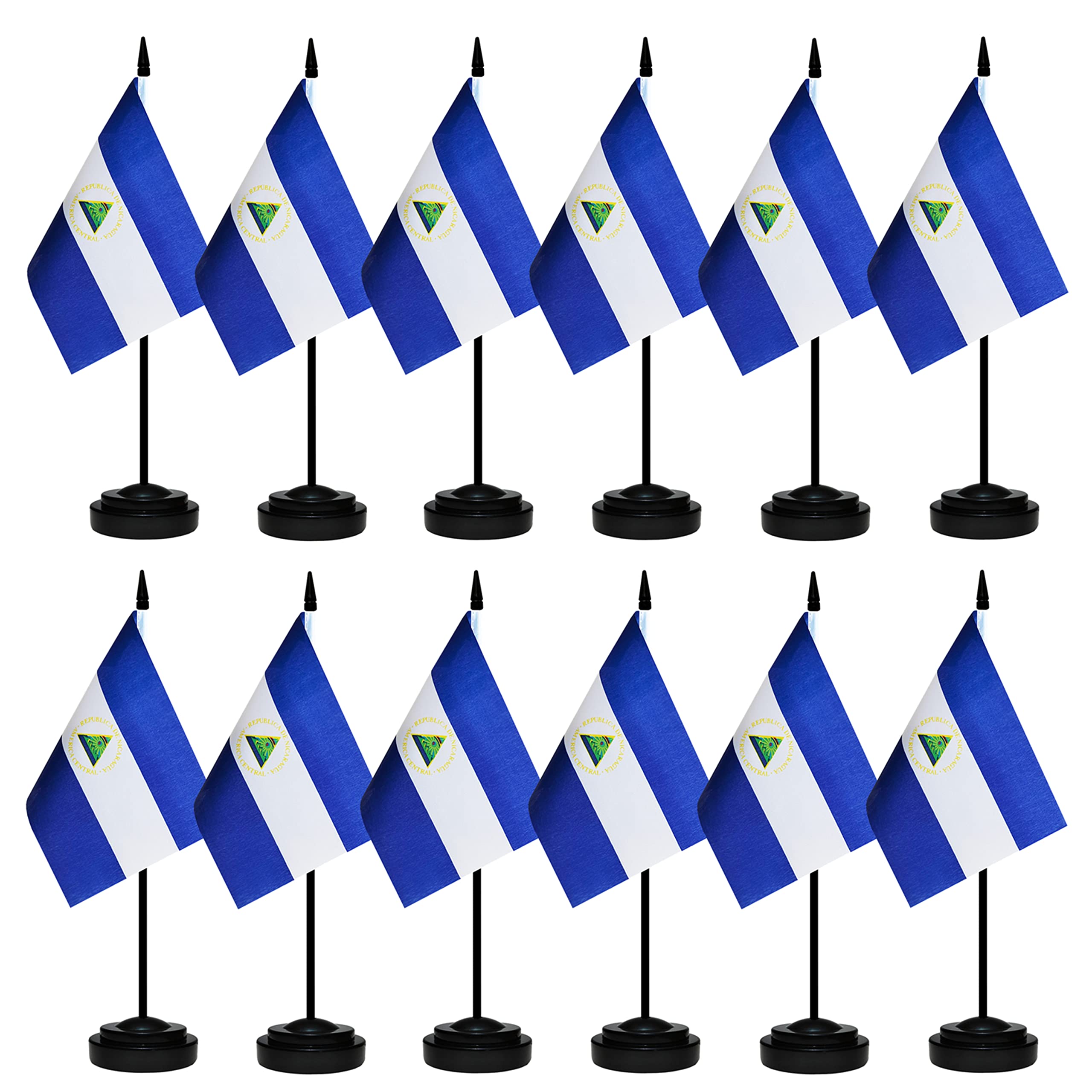 BCLin 12 Pack India Desk Flags Set, Indian Small Mini Table Office Flags With 12" Solid Black Pole, Black Base and Spear Top, Miniature Desktop Flag, Home Decoration, Office Decoration, Festival