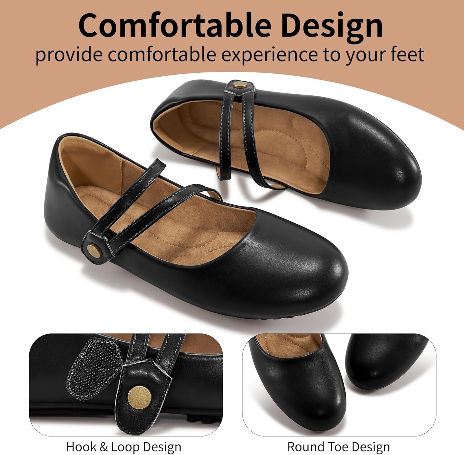 Harence Mary Jane Flats for Women: Comfortable Slip On Ballet Flats with Cushioned Insole Dressy Work Shoes for Office Business - Image 4