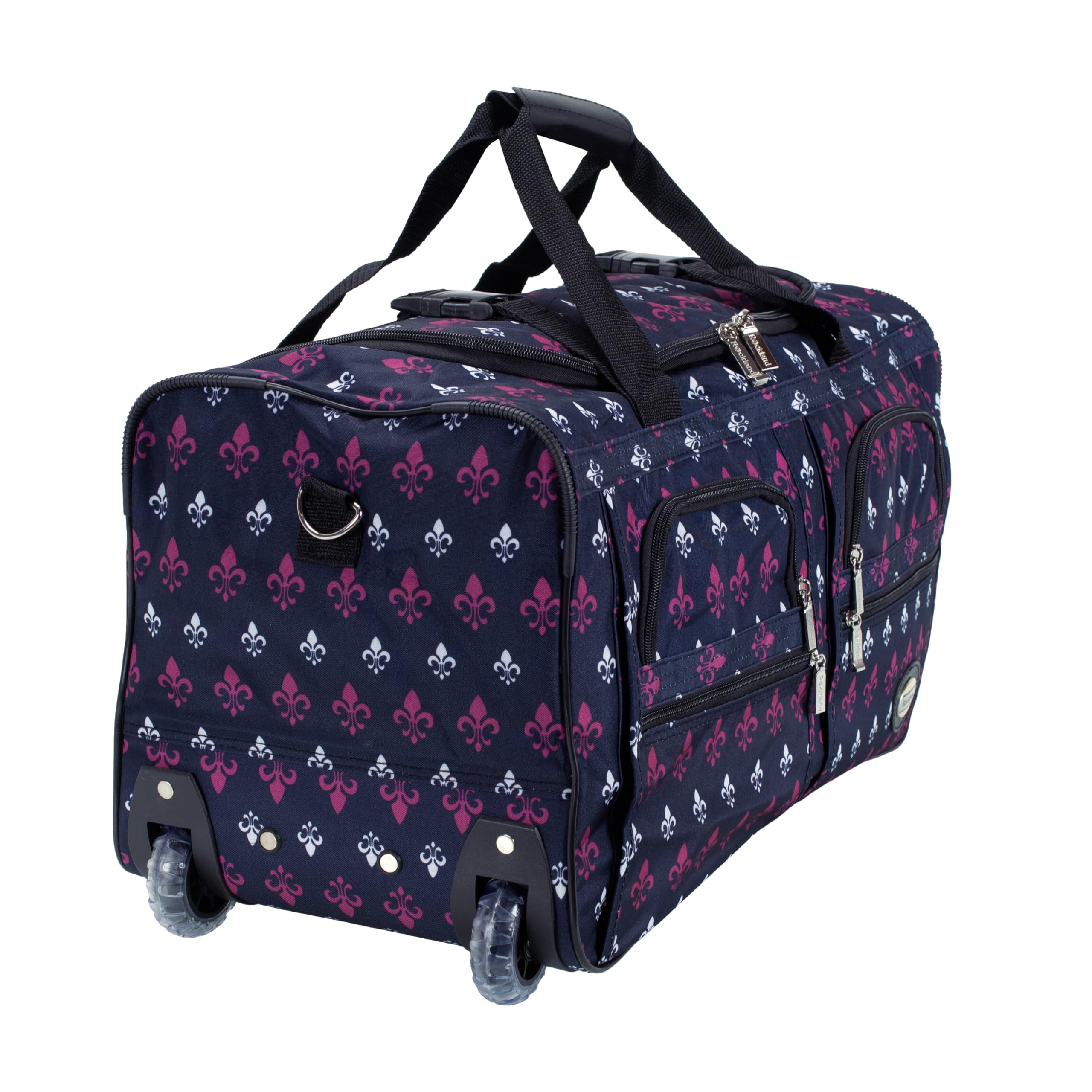 Rockland Sac de Sport à Roulette, Reisetasche mit Rollen, Gris Clair, Bordeaux, 55,9 cm (22