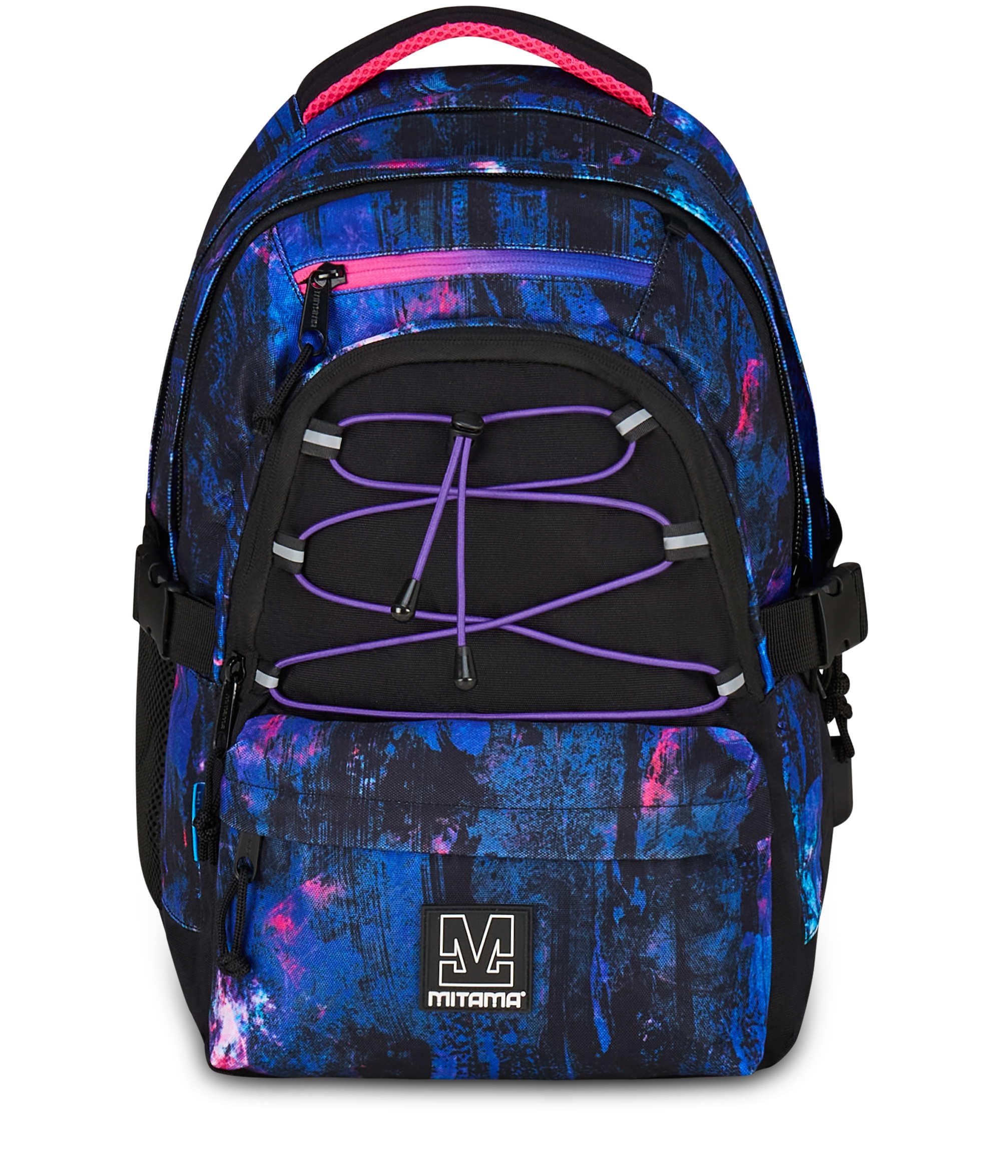 Mitama Zaino Scuola #BDBF PURPLE BRUSH, Viola, Zaino Triplo Scomparto, Tasca Porta Borraccia, Porta USB Integrata, Larghezza Regolabile, Zaino Scuola Media e Superiore, Ragazza