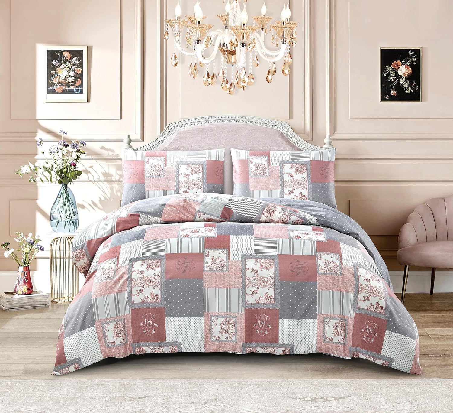 BQC 3 Piece Fine Decor Duvet Cover Single 135 x 200 cm - Luxury Ultra Soft Microfiber Quilt Cover Set For Bedroom - Hotel Quality Shrinkage and Fade Resistant Bedding with 2 Pillowcases