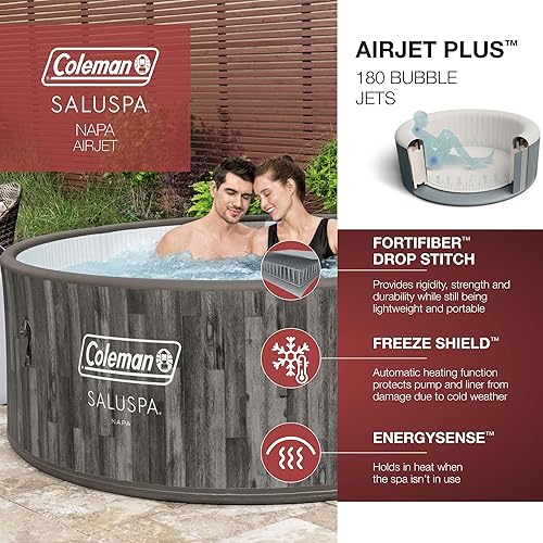 Miniatura 5 de Bestway Coleman Napa AirJet - Bañera de hidromasaje inflable con cubierta EnergySense y paquete de 4 asientos de spa antideslizantes con patas